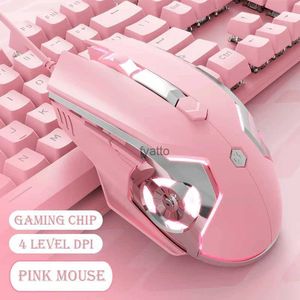 Мыши AJ120 Wired Gaming Mouse для настольного ноутбука ПК Pink White Blue H240407