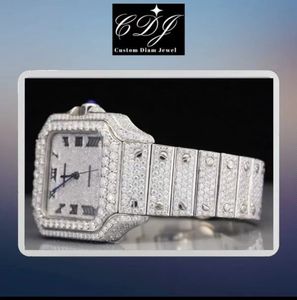 Лаборатория выращивала Iced Out VVS Clarity Moissanite Diamond Andated Analog Watch Nate At Best Рыночной цены