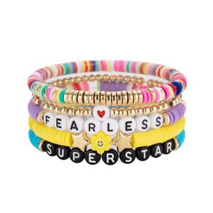 Perlen 5pcs Swiftie Friendship Bracelets Set Taylor Music Surfer Heishi Perlen Stränge Blumenherzstar Buchstaben Charme Stapelbares weiches C otpsh