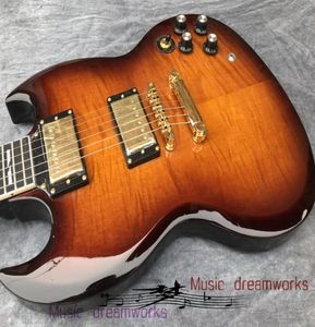 Çin Elektro Gitar OEM Mağazası G S G Özel Elektro Gitar Alev Maple Ahşap Ebony Kara Kara Kara Kara