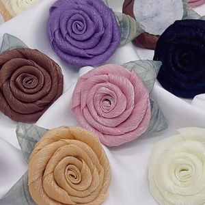 Dekoratif Çiçekler 10 PCS 6cm Şifon Organza Kumaş Gül Çiçeği Yaprakları ile Taş Kıyafetleri Diy Aksesuarları Gelin Giysileri Broş Şapkalar