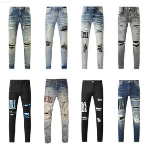 Motosiklet moda ksubi am jeans denim kot delik siyah sıska harabe d jeanstears tasarımcı ince fit yığın dini pantolon marka yığını mor kot pantolon43m1