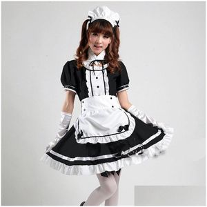 Тематический костюм Akihabara Cosplay y французская горничная милая девочка черная лолита платье униформа школа Tle Halloween для женщин Drop Delive Apple Dhevr