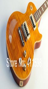 Yeni Varış Standart Çöp İştahı Amber Alev Maple Top Electric Guitar Maun Vücut Siyah Back Çin Guar Fabrikası Outlet OEM6750026