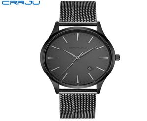 Crrju preto relógio Men Watches Top Brand Luxury Famous Wistwatch Relógio Masculino Black Quartz Wrist Watch Calendário Relogio Masculino1611841