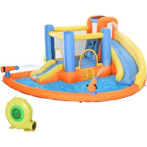 Çocuklar şişme su kaydırağı 5-1 arada Bounce House Su Parkı Atlama Kalesi Su Havuzu Slideclimbing Duvarları 450W Hava Üfleme 240403