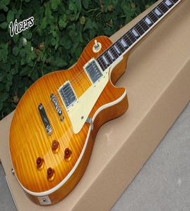 Custom Shop 1959 R9 ЭЛЕКТРО ГИТАРА ОРАНЖИТЕЛЬНЫЙ ЦВЕТИ TIGER FLAME TOP GITAAR6 STINGS GUITARRASUPPORT настройка8194659