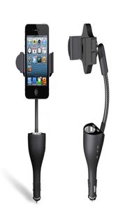 Универсальный держатель автомобильного телефона с USB -зарядным устройством сигарет более легкая подставка для Cradle для iPhone samsung nokia htc xiaomi 3553quot1745329