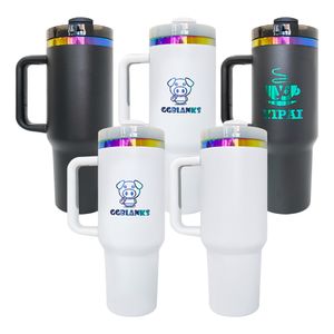 Gökkuşağı Kaplamalı Lazer Gravürü için 40oz Tumbler Çoklu Renkler Çift Duvarlı Paslanmaz Çelik Seyahat Kahve Kupası Kapak ve Pipet En İyi Değer Hediyeleri 20 PCS/CASE