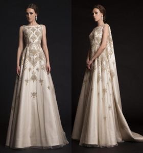 Krikor Jabotian Prom Vestres 2015 Bordados Apliques de renda bordados Vestidos Party Evening Wear