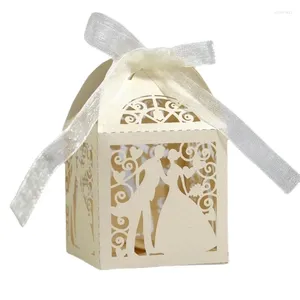 Brocada de presente 25pcs Casamento Bridegroom Boutique Box for Guest Favores Packaging Party Party Day's Gifts Boxes de embrulho por atacado