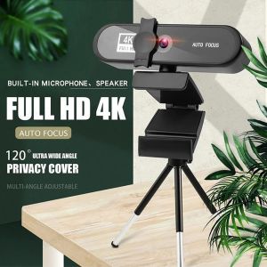 Webcams 4k Full HD Mini webcam com foco automático 2K Câmera da web online para laptops de computadores PC portátil Vídeo ao vivo streaming 60fps