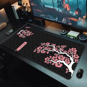 Ручки Sakura Mouse Pad XXL Резиновая вишня Blossom Большой Mousepad Gamer Nonslip Art Desk Mat Computer Pads 90x40 -см коврики клавиш