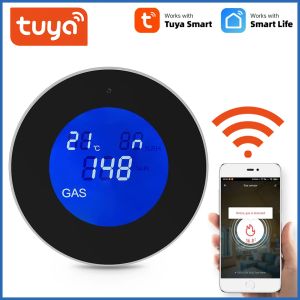 Dedektör Tuya Akıllı WiFi Gaz Alarm Sensörü Güvenlik Alarm Dedektörü Yanıcı Gaz Kaçak Dedektörü LCD Ekran 85dB Akıllı LPG Gaz Alarmı
