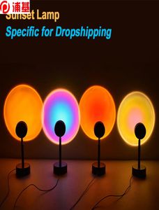 Проекционная лампа Sunset Светодиодные ночные светильники Сансет лампа Декор спальня USB Rainbow Procector Atmosphere для домашнего бар Drop7026056