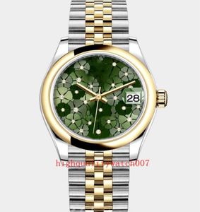 Наличие отличные женские наручные часы 31 мм 24 алмаза в базовом зеленом циферблате 278274 Bracelet из нержавеющей стали Автоматическое механическое механическое механизм 7103361