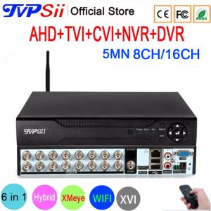 Kaydedici 5MP CCTV Kamera H.265+ XMEYE Ses Yüz Algılama 5mn 16CH 8CH 8 Kanal 6 İç 1 Hybrid WiFi OnVIF NVR TVI CVI AHD DVR Sistemi