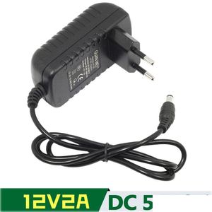 Tablet PC carregadores AC 100V-240V a DC 12V 2A 5,5 mm x 2,5mm Conversor de plugue do carregador de parede Adaptador de alimentação UE UK UK Au Drop Delivery Otzst