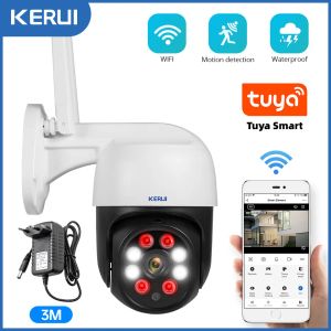 Камеры Kerui Outdoor Waterpronation Wireless 1080p 2MP 3MP PTZ Wifi IP -камера TUYA Smart Camera Security Security Scepv 3 -метровый кабель.