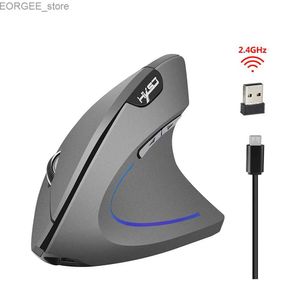 Fareler hxsj kablosuz fare dikey fareler ergonomik şarj edilebilir 3 dpi isteğe bağlı ayarlanabilir 2400 dpi fare usb şarj kablosu fare y240407