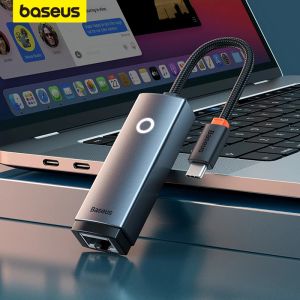 Cards Baseus USB C To Ethernet Адаптер Алюминиевый гигабитный USB C Adapter для ноутбука Book Pro 1000/100 Мбит/с USB LAN RJ45 Сетевая карта