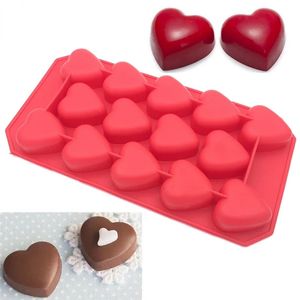 14 delik romantik kalp şeklindeki 3d çikolatalı kek kalıbı Bakeware silikon el yapımı pop şeker puding muffin dondurucu kalıp