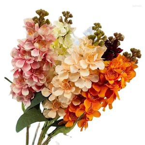 Dekoratif Çiçekler Bir Yapay İpek Larkspur Violet Delphinium Bej/Pembe/Gül Kırmızı/Turuncu/Açık Mavi Renkler Cymbidium Orkide