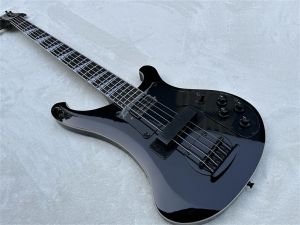 Gitar Fabrikası Özel Siyah 5string Rick Elektrik Bas, Siyah Donanım, Black Pickguard, Özelleştirilebilir