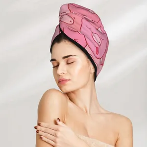 Havlu mikrofiber kızlar banyo kurutma emici saç pembe pembe muzzles sihirli duş şapkası türban baş sargısı