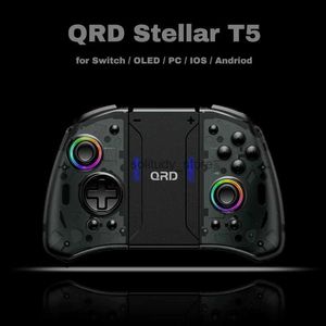 Oyun Denetleyicileri Joysticks QRD STELLAR T5 Kablosuz Joypad Anahtar/Lite/LED Salonu Etkisi için Uygun Joystick 8 renkli LED Işıklar Programlanabilir Turbo ve Makro Q240407