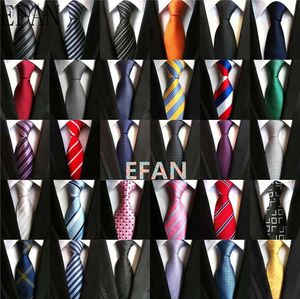 Шея галстуки модные галстуки Классическая мужская полоса Желтая темно -синие свадебные галстуки Жаккард сплетен 100% шелк.