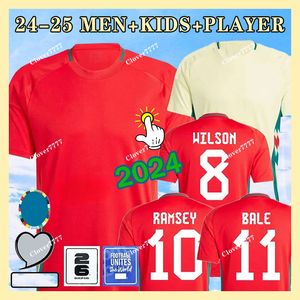 Galles 2024 Jersey di calcio Wilson Ramsey Bale Euro Cup Nuova squadra nazionale 2025 24 25 camicia da calcio uomini kit per bambini kit full set home rossa via giallo brooks Johnson arancione