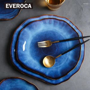 Fincan tabakları Everoca Japon seramik yemek yemeği düz tabak seramik düzensiz yemek takımı damla toptan yemekler