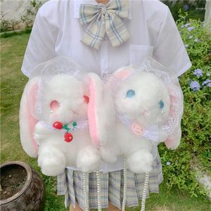 Omuz çantaları 2024 kızlar için Japon lolita cosplay peluş dantel lop kulak armut messenger çanta küçük oyuncak telefon para