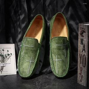 Sapatos casuais deslizam mocassins de couro genuíno, designer de verão mocasines mocasines hombre dirigindo loafer lofher loffers