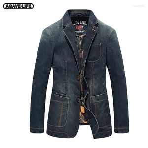 Erkekler Bahar Sonbahar İş Denim Blazers Erkekler Rahat Gevşek Tek Kesilmiş Jean Ceket Gençlik Büyük Boy Boyu Spor Takım