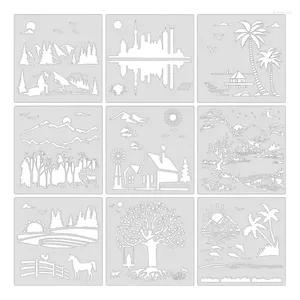 Adesivos de janela 448b 9 folhas modelo de estêncil decorativo diy para pintar cenário tema tema lavável scrapbook diário