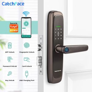 Заблокировать новое k10 tuya smart app bluetooth -отпечаток отпечатка пальца дверной блокировки IC Card Digital Code Electronic Reader Home Security Mortise