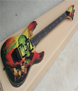 Özel Kirk Hammett Ltd KH3 Karloff Mumya Elektro Gitar Özel Boyalı Amp Airbrushed Eye Kandi EMG Pikaplar Floyd Rose Tremp3405401