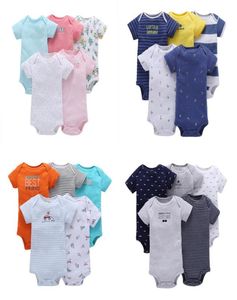 Rompadoras de bebê meninos meninas 100 Romadores de manga curta de algodão 5pcslot Pattern misto recém -nascido Criando infantil Roupas 2020 Summer83366601