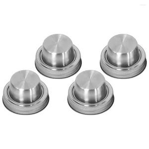 Yemek takımı upkoch peynir shaker 4pcs kapaklar paslanmaz çelik kokteyl tarama un karışımı baharatlar şeker tuzlu biberler