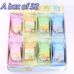 Silgi Yeni 32 PCS/Kutu Sumikko Gurashi Dondurma Silgi Sevimli Yazma Çizim Kauçuk Kalem Silgi Kırtasiye Okulu Sandığı