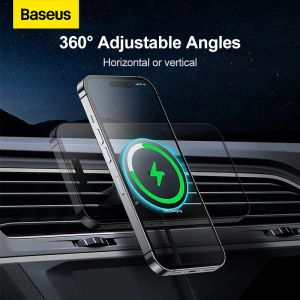 Зарядные устройства Baseus Magnetic Wireless Charger Dophance Holder 40W USB Type C Car Charger подставка для iPhone 14 13 12 Pro Max Car Mount