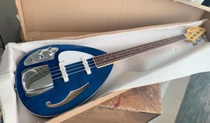 Lefthedede 4 струнная бас -бас Vox Blue Semi -Hollow Body Lefty Electry Guitar Bass F Hole Body Hrome Hardware7642727