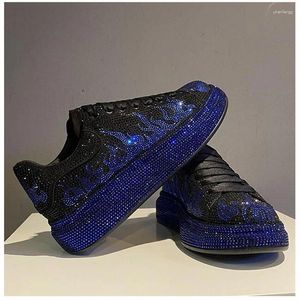 Sıradan Ayakkabı Lüks Büyüleyici Erkekler Showy Rhinestone High Top Flats Erkek Tasarımcı Prom Spor ayakkabıları Loafers Zapatos Hombre