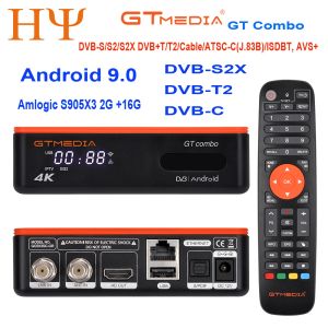 Kutu GTMedia GT Combo 4K 8K HD TV Kutusu 4 2 2 Android 9.0+DVBS2X/T2/C 2+16 Uydu TV Alıcı Decoder/Google Akıllı Set Üst Kutusu