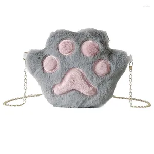 TOTES sevimli omuz çantaları Kawaii Palm Baskı zinciri çantası kadın karikatür peluş crossbody el çantası