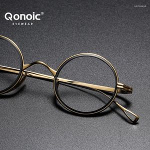 Солнцезащитные очки Qonoic Pure Titanium Prame Женщины мужчины Материальные очки ретро круглые оптические очки легкие зрелища