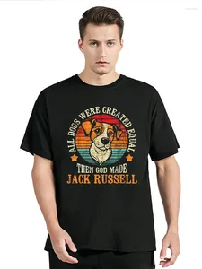 Мужские рубашки T смешно, все собаки были созданы равен Джек Рассел Терьера, любитель собак, летняя графическая хлопковая уличная одежда с коротким рукавом