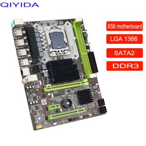 Материнские платы Qiyida X58 LGA 1366 Motherboard LGA1366 Поддержка REG ECC DDR3 и XEON Процессор AMD RX SERY SLIPL DDR3 4GB 8GB 16 ГБ